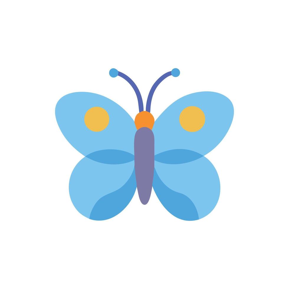 Flat style butterfly with blue wings on White Background vector