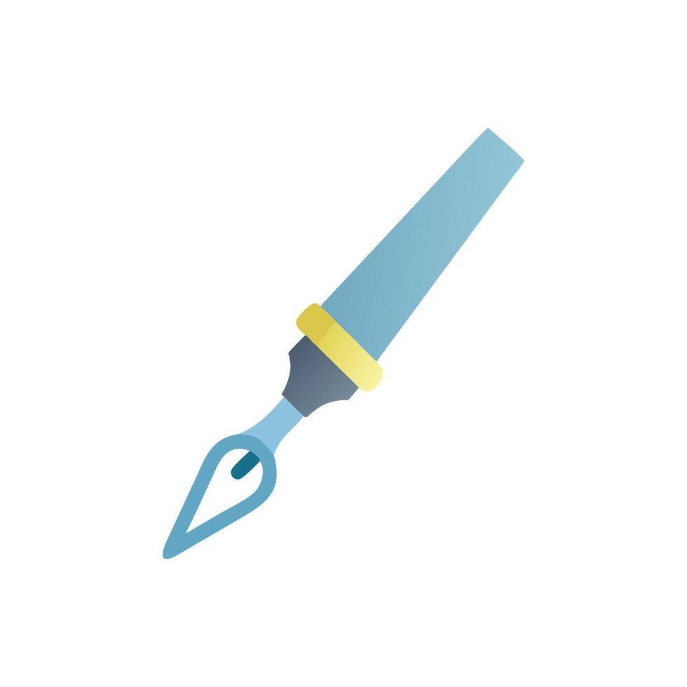 Minimalist light blue fountain pen icon on White Background vector