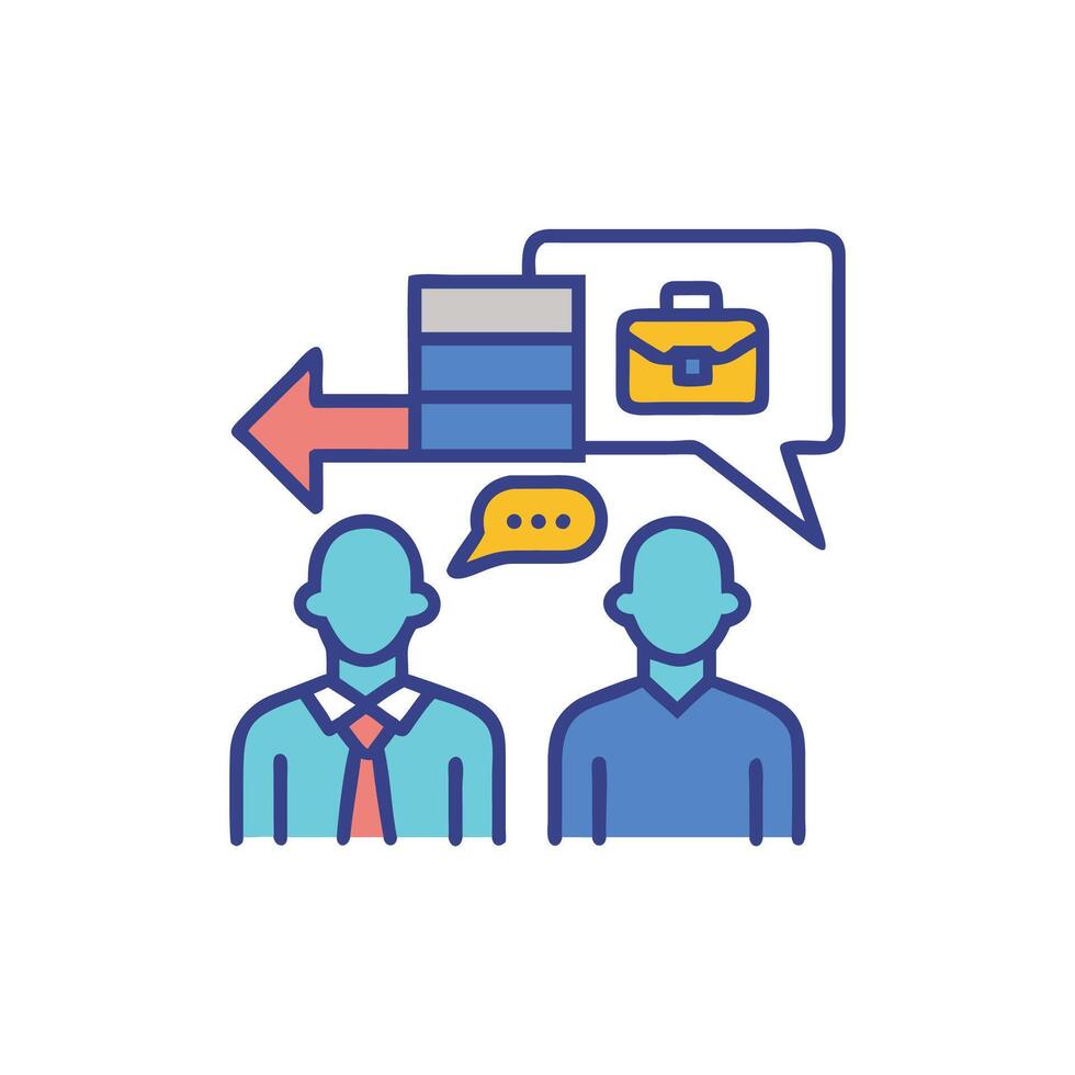 Two individuals discussing career path and business opportunities together vector