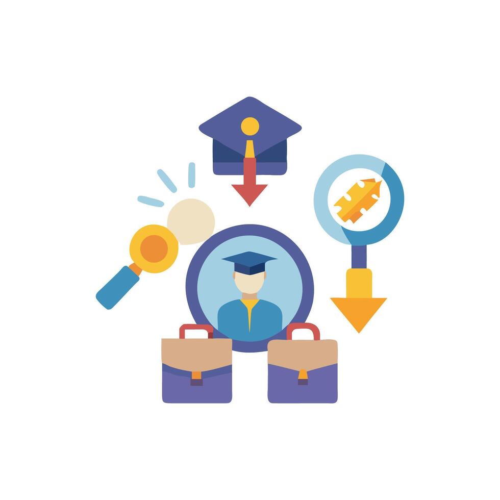 Educational path from degree to career opportunities illustration vector