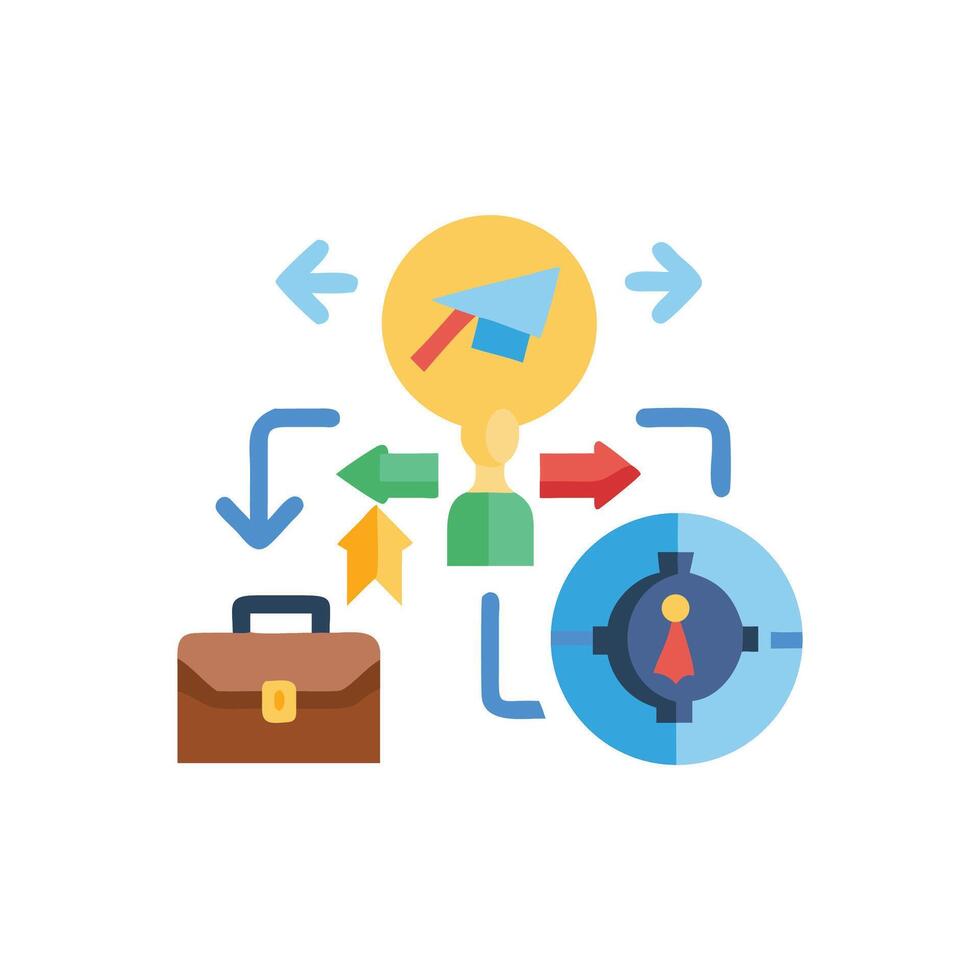 Business strategy analysis with briefcase and compass infographic elements vector