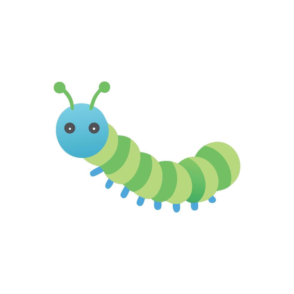 Cute flat illustration of a blue and green caterpillar vector