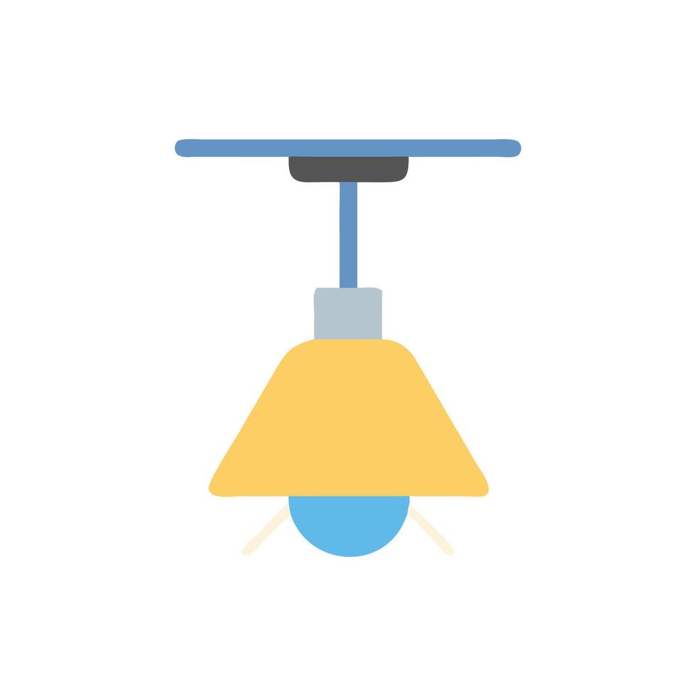 Minimalist light fixture with yellow lampshade on White Background vector