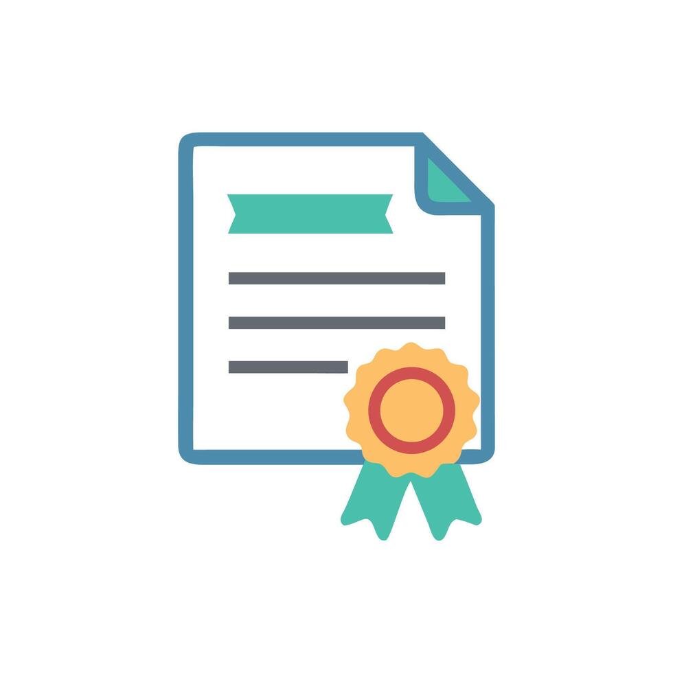 Flat design icon of a diploma or certificate symbol vector