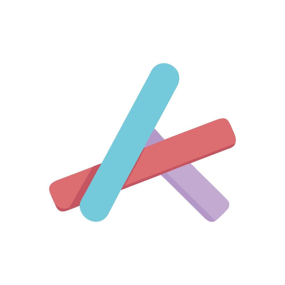 Minimalist illustration of crossed popsicle sticks on a black backdrop vector