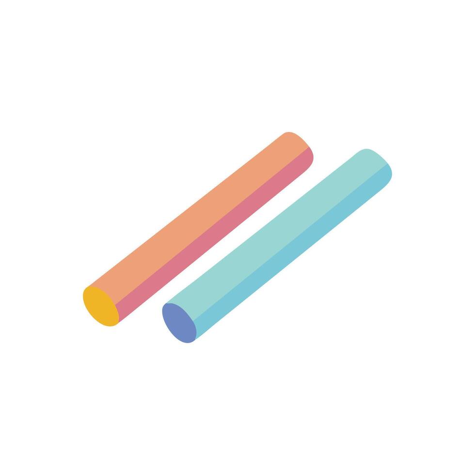 Pastel colored crayons on White Background minimal flat design vector