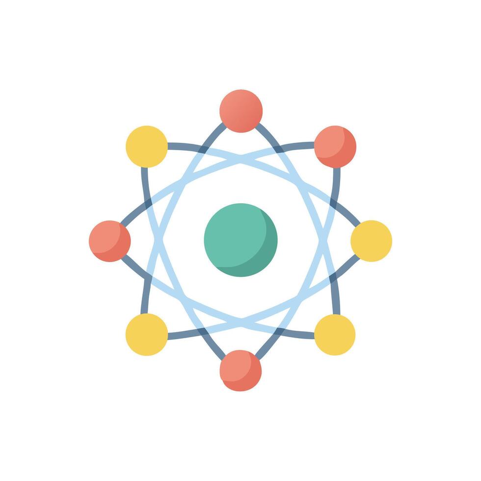 Flat design atom structure with orbits and nucleus symbol vector