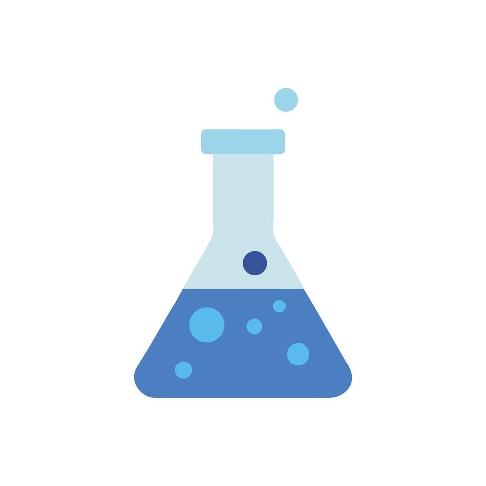 Flat illustration of a chemical flask with liquid vector