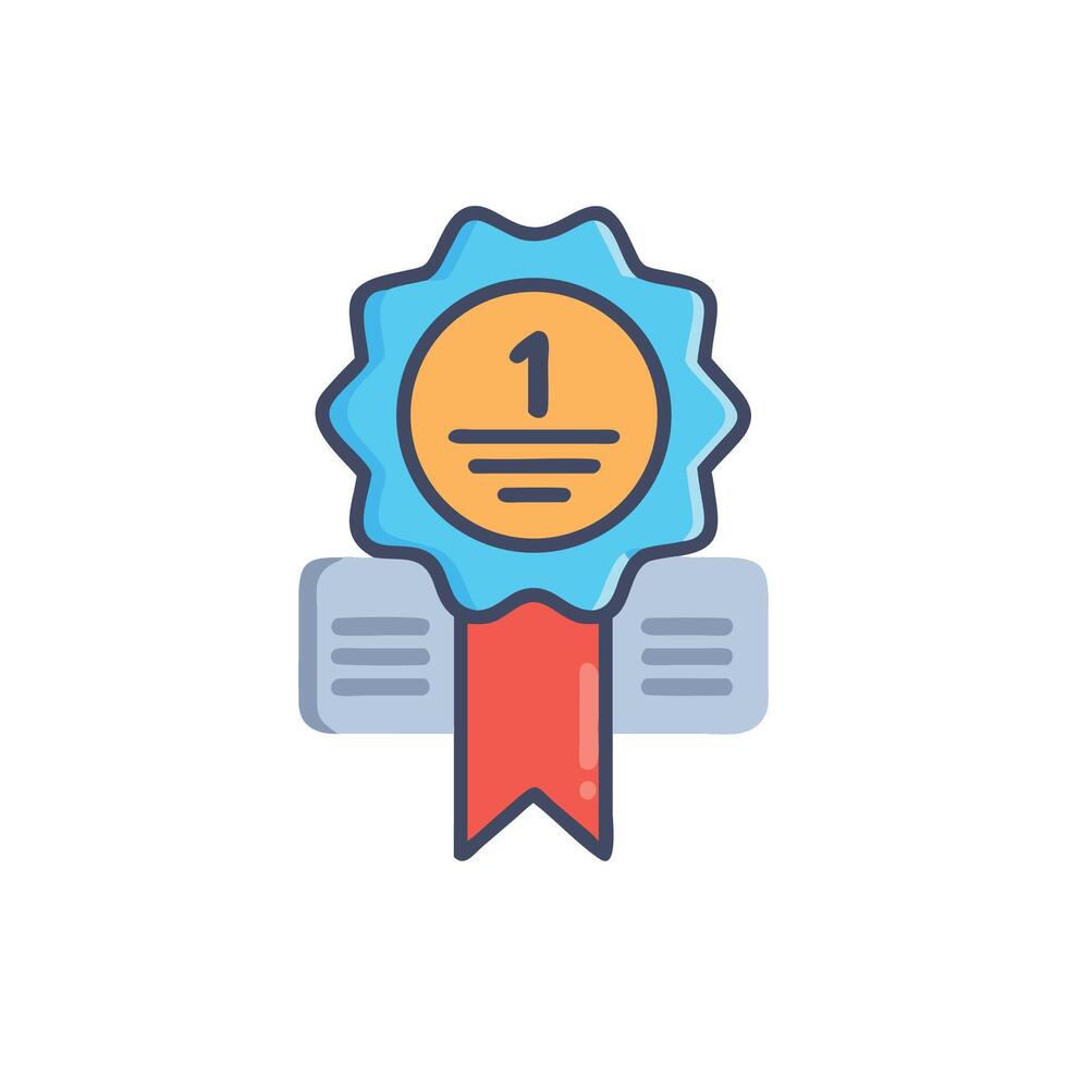 Illustration of award ribbon badge indicating first place winner vector