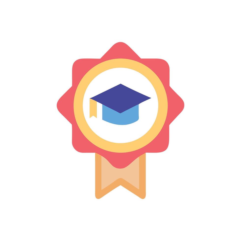 Graduation cap badge icon representing educational achievement and success vector