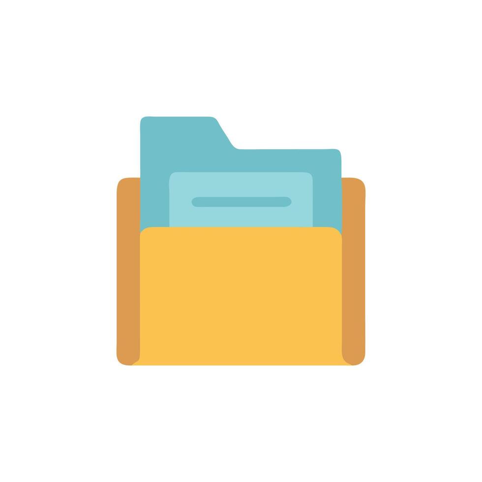 Flat Folder Icon with Documents in Light Blue Colors vector