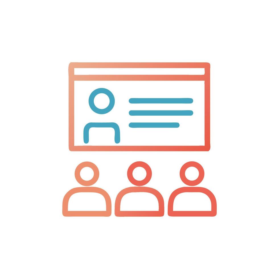 Online training session with audience in line art vector