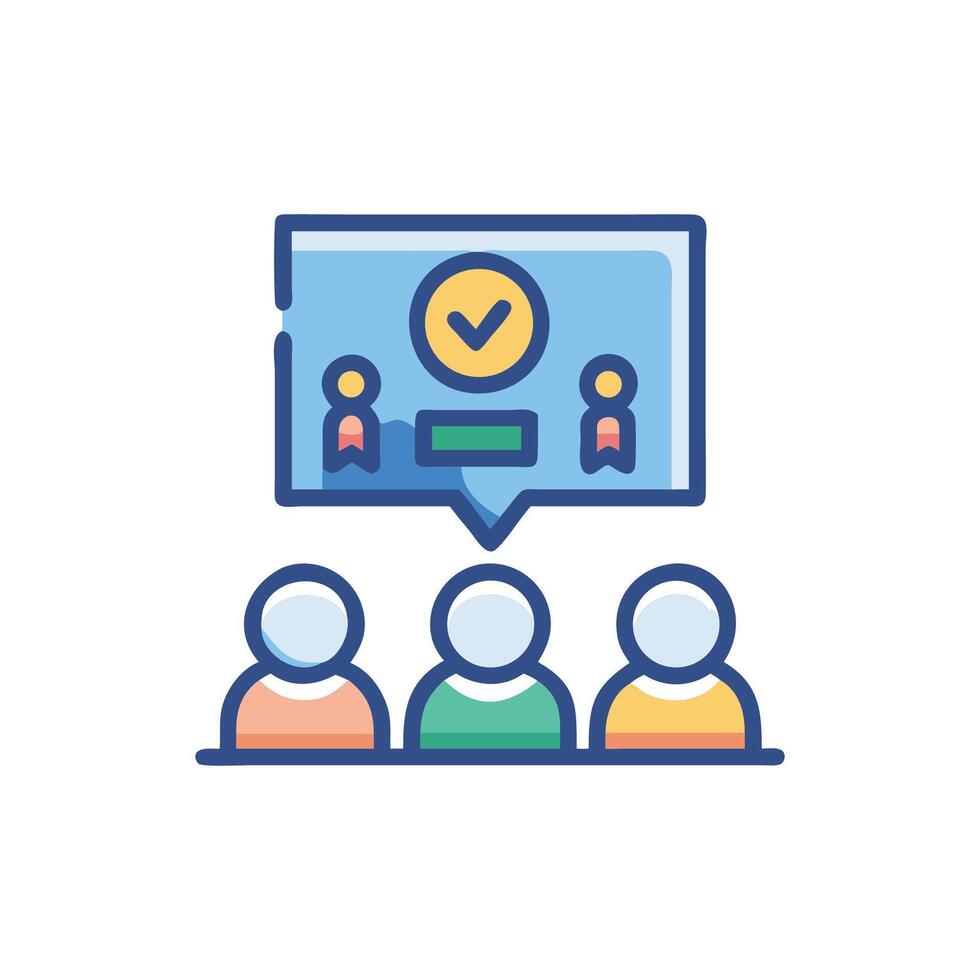 Team agreement icon with group of people in meeting vector