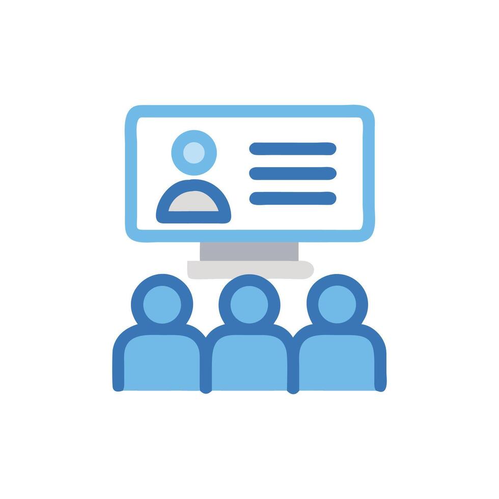 Online Webinar Audience Watching Speaker On Screen Art vector