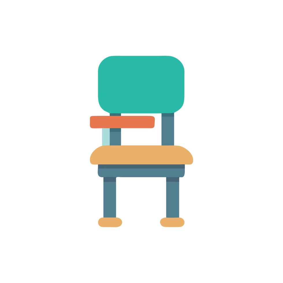 Minimalist teal chair with armrest on White Background vector