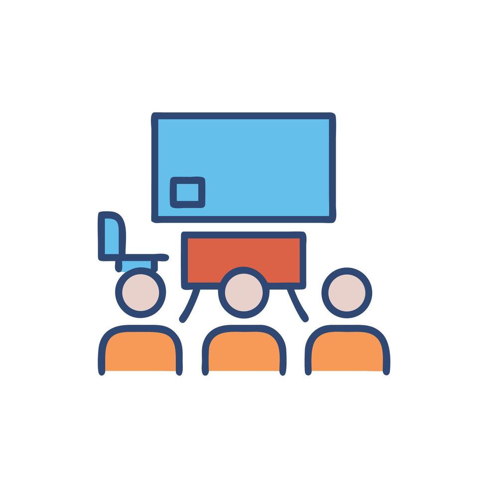 Icon illustration of business training seminar with presenter vector