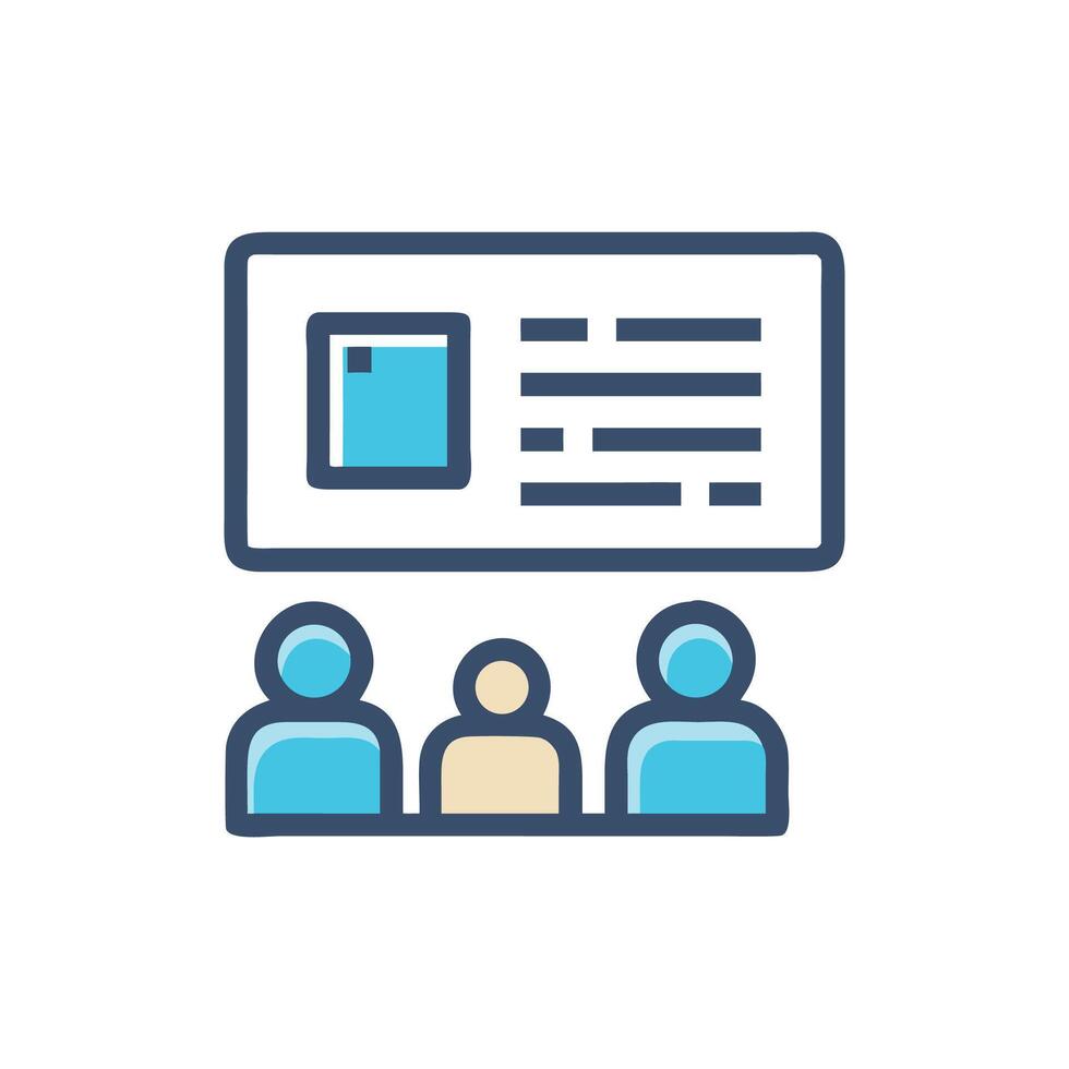 Iconic presentation visual displaying speaker with three audience members vector