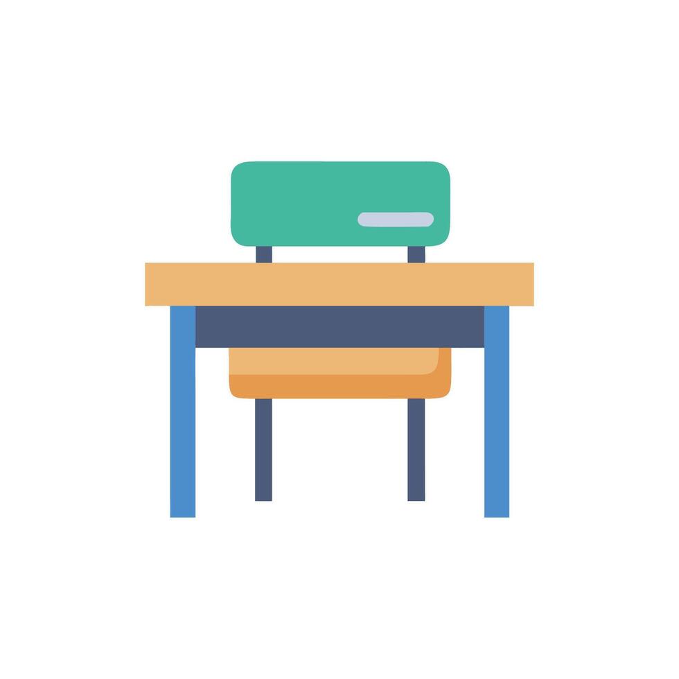 Isolated school desk and chair with flat design elements vector