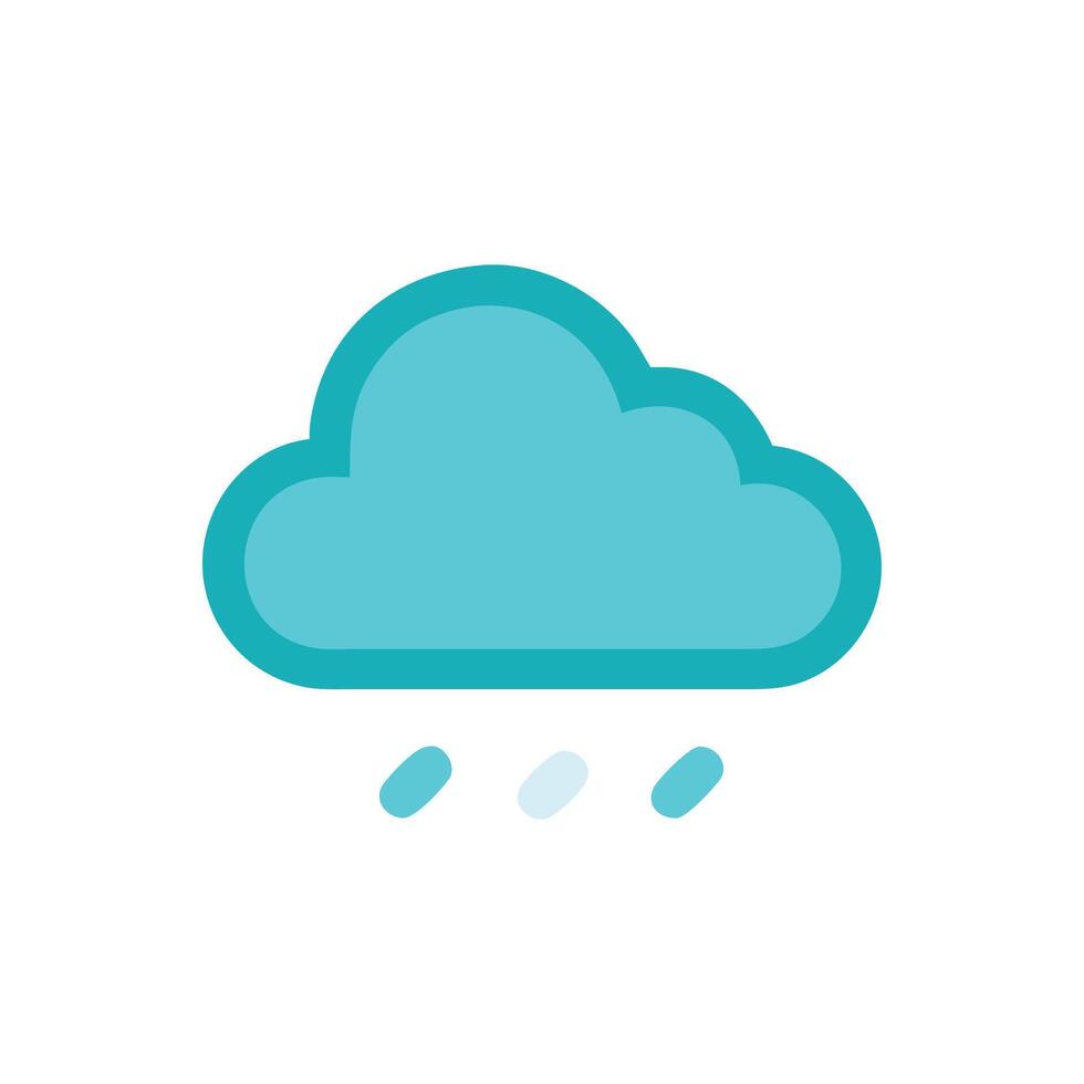 Aqua cloud with falling rain on White Background icon vector