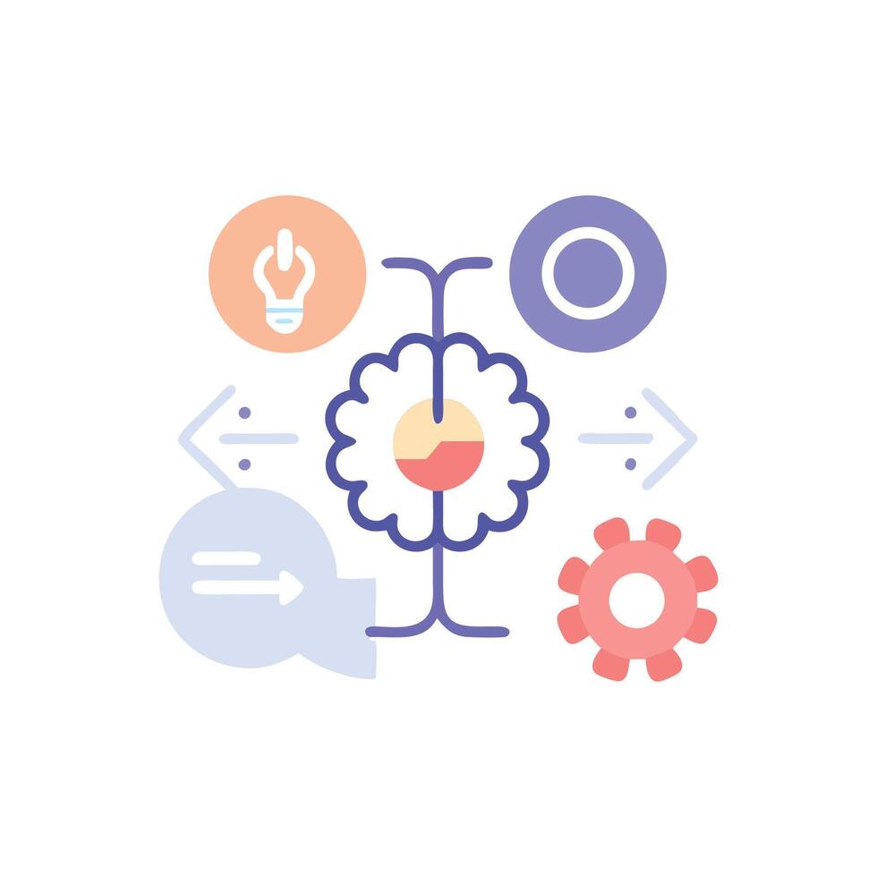 Abstract conceptual flat design image symbolizing process and brainstorming vector