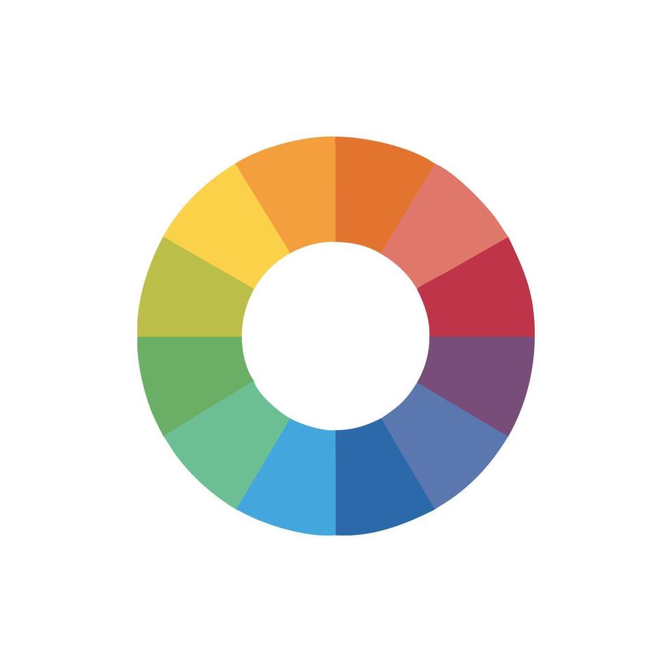 Circular color wheel graphic with segments on White Background vector