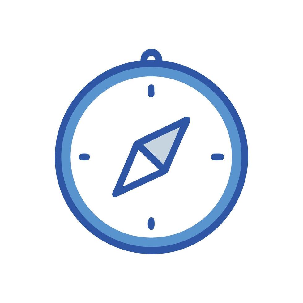 Stylized blue compass graphic on White Background, direction guidance vector