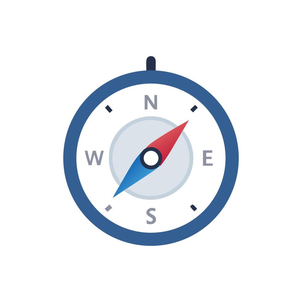 Simple flat illustration of a compass pointing the directions vector