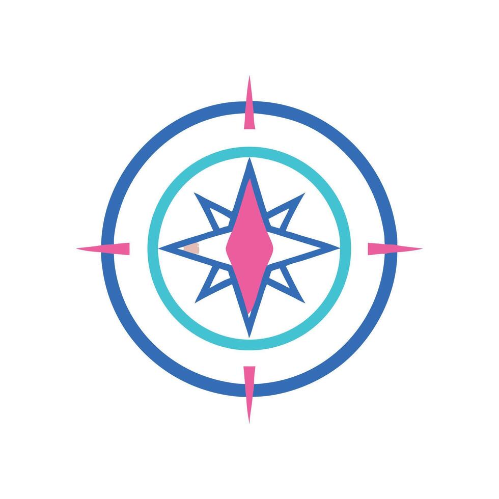 Modern stylized compass icon with colorful geometrical design elements vector