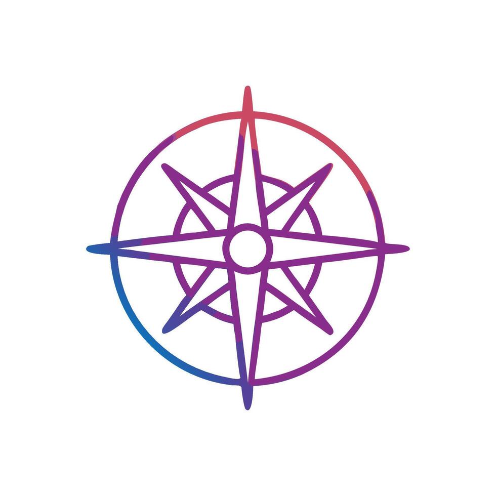 Gradient compass rose navigational symbol on White Background art vector