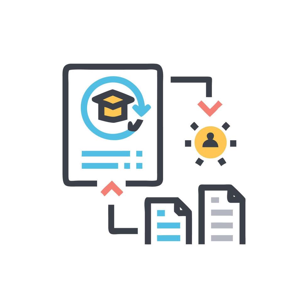 Document processing flow with education and expertise integration vector