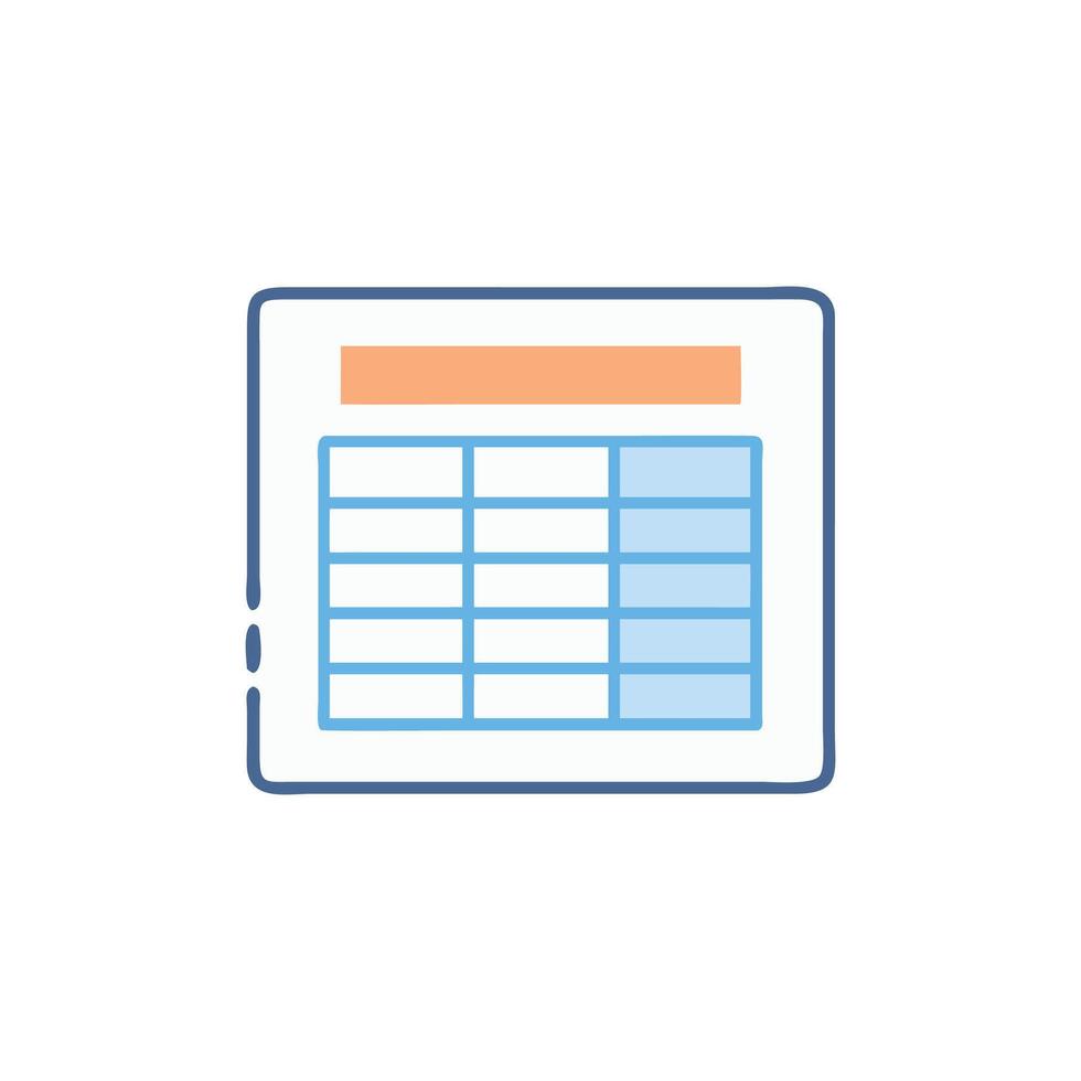 Simple light blue data table icon with rounded strokes vector