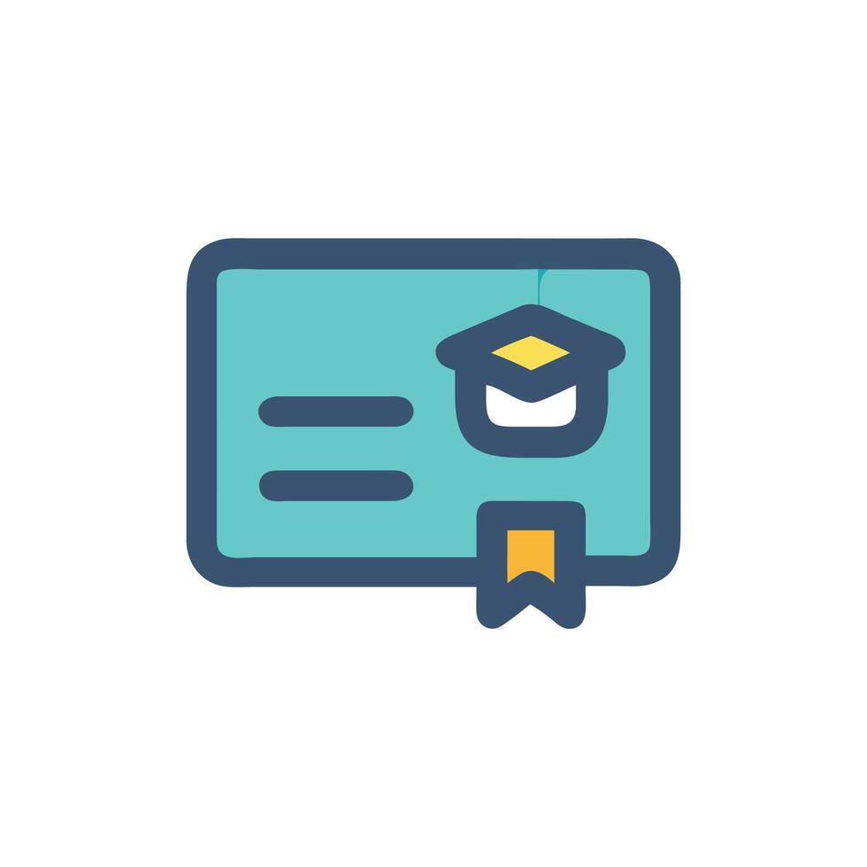 Graduation certificate icon with mortarboard in flat style vector