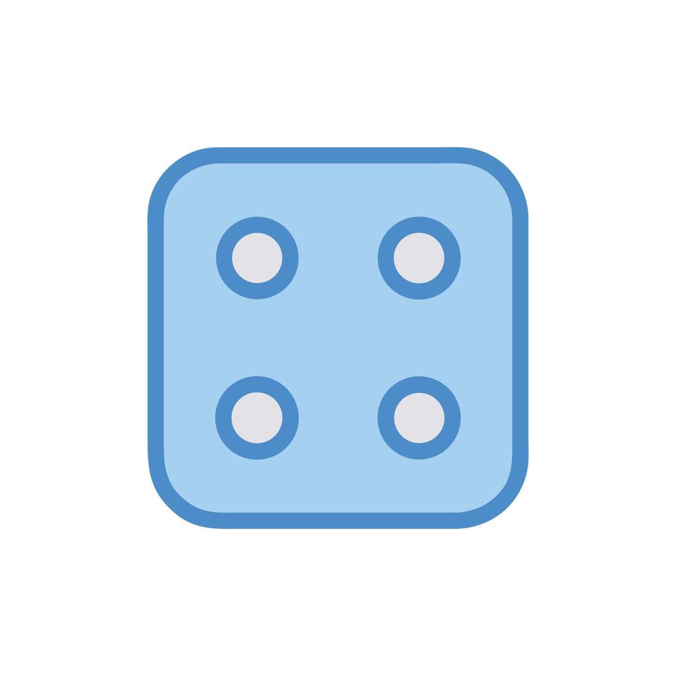 Simple dice icon with four dots, light blue style vector