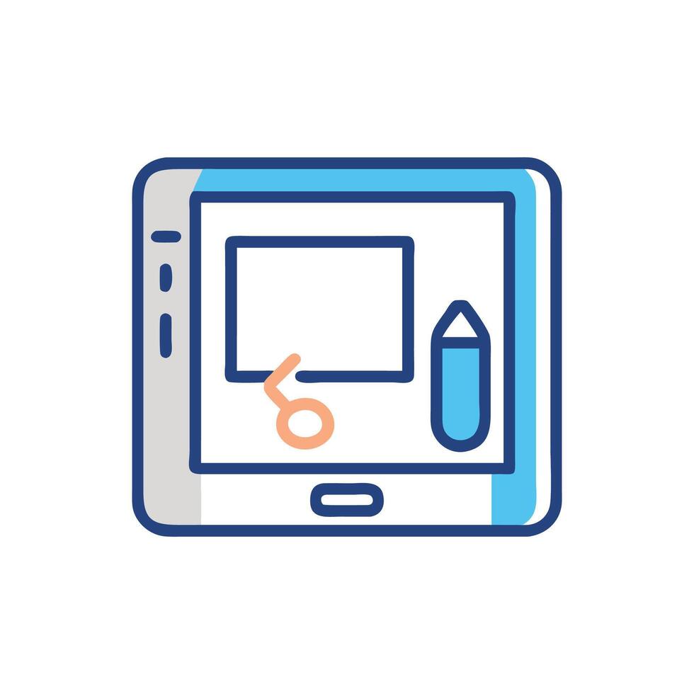 Digital tablet with creative app icon illustration vector