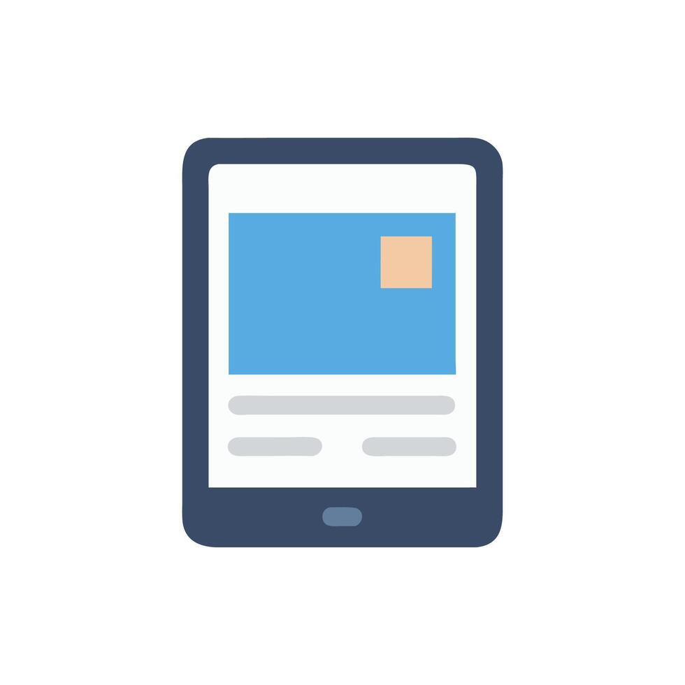 Flat Design Tablet Illustration with Blue and White Elements vector