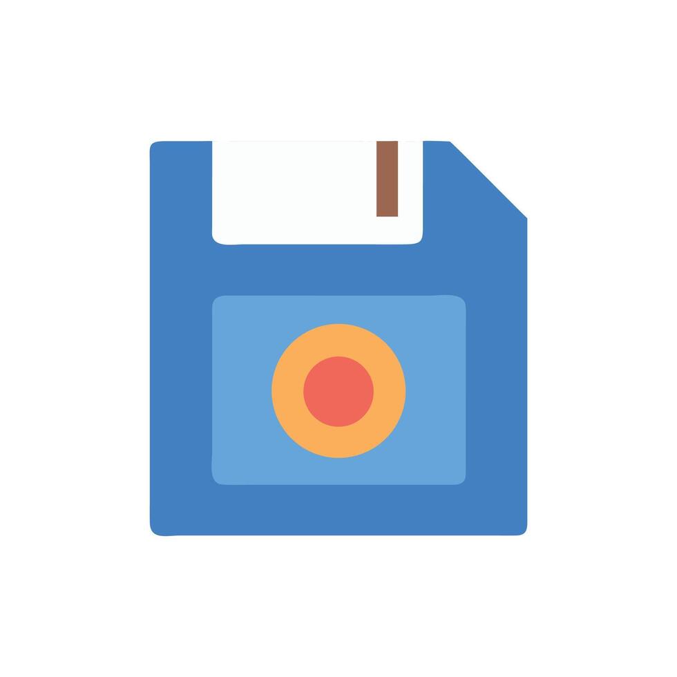 Flat design blue floppy disk icon on White Background vector