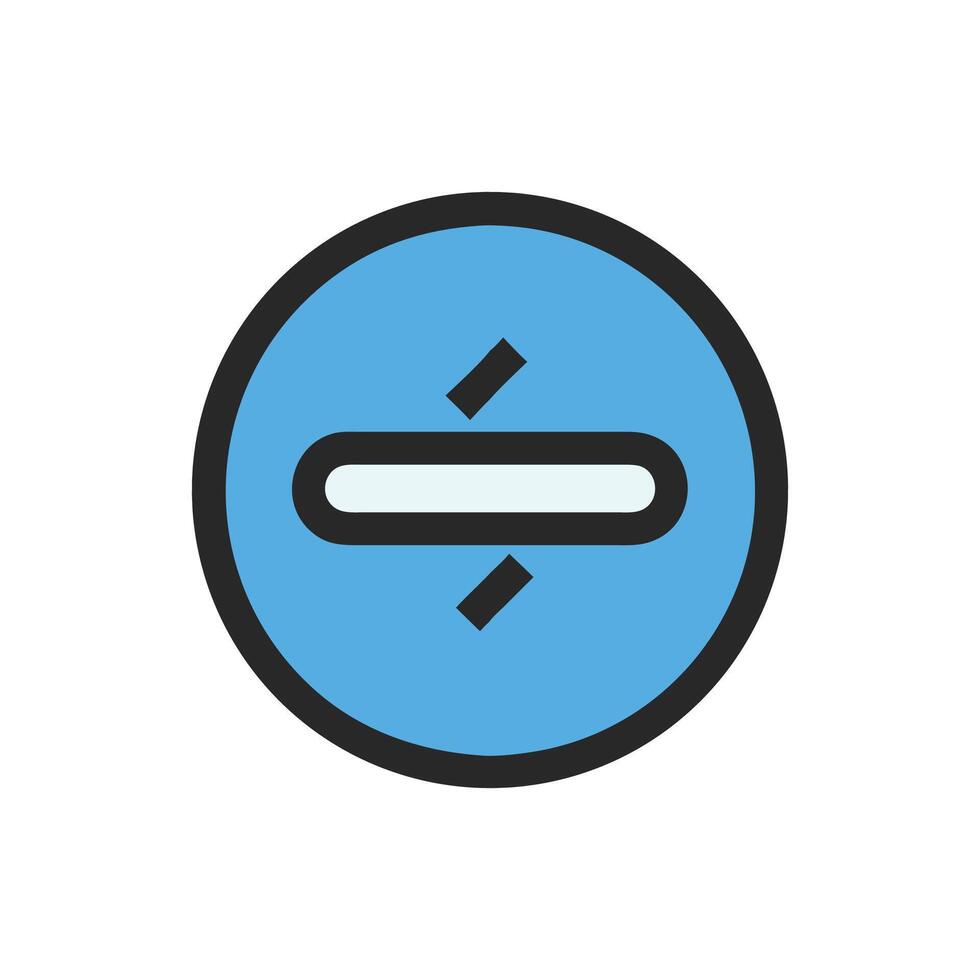 Blue icon with broken line symbol, flat design vector
