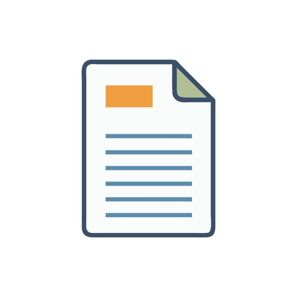Flat paper document icon illustration on White Background vector