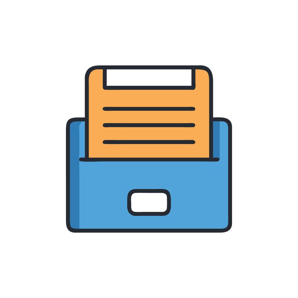 Blue file cabinet with orange documents illustration graphic vector