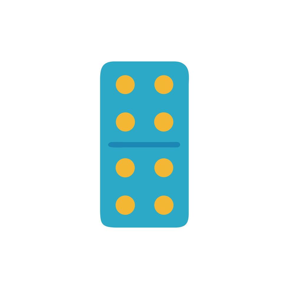 A blue domino tile showing double four layout vector