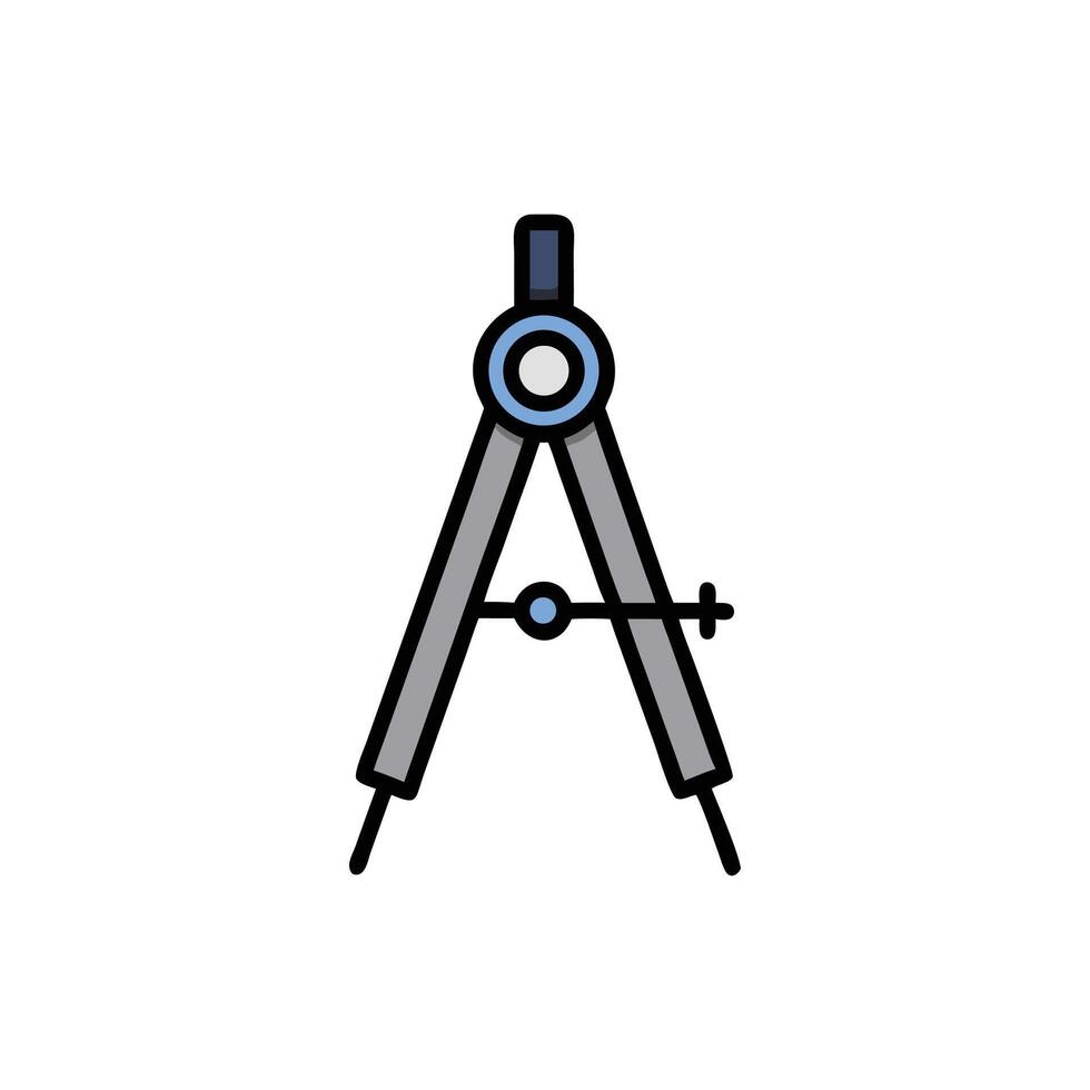 Geometric drafting compass tool illustration on a solid background vector