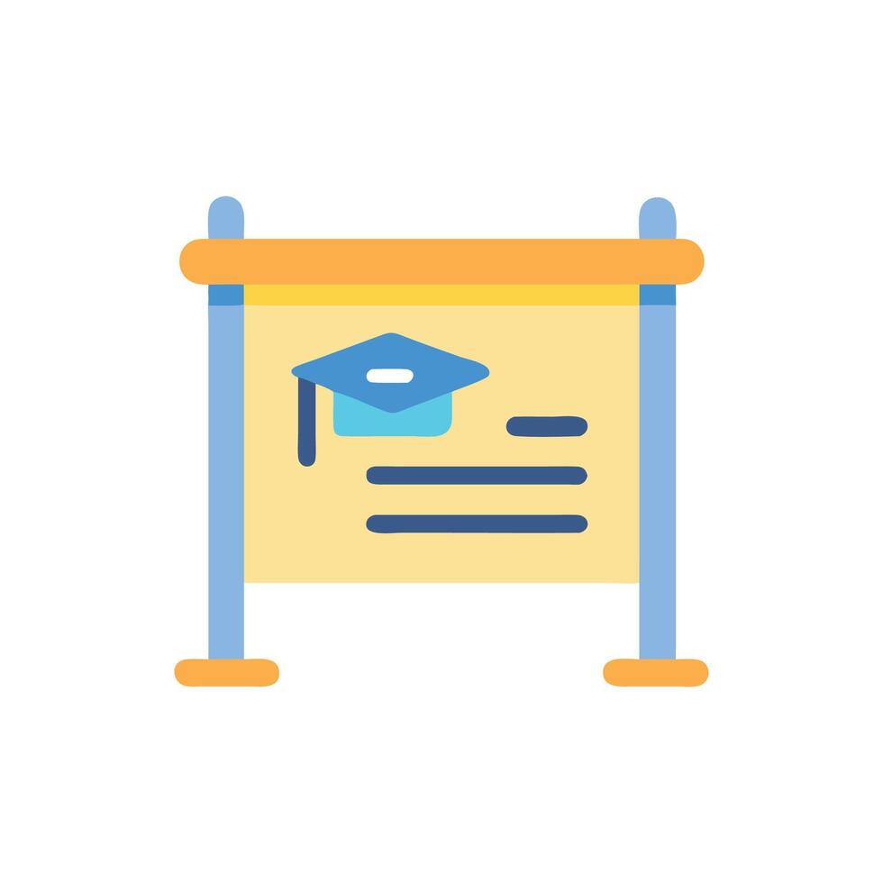 Graduation information board with flat design and simple graphics vector