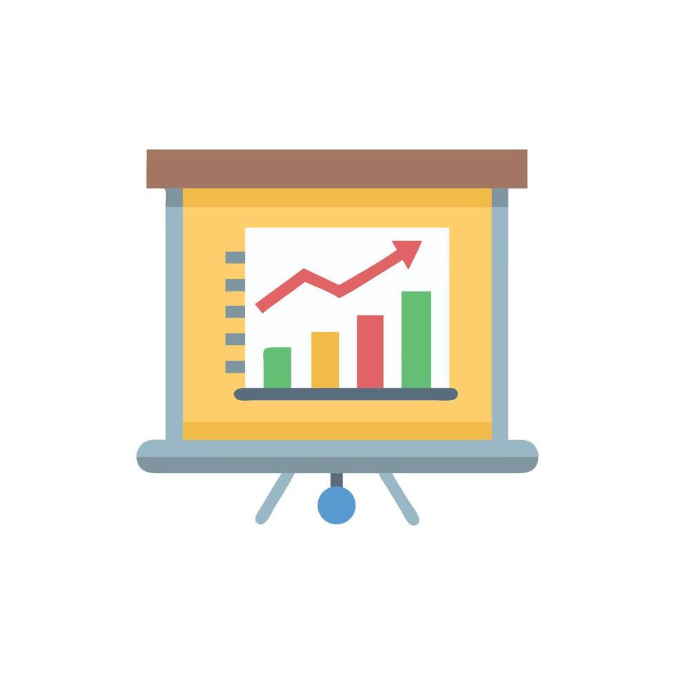 Flat design presentation board showcasing growing business statistics vector