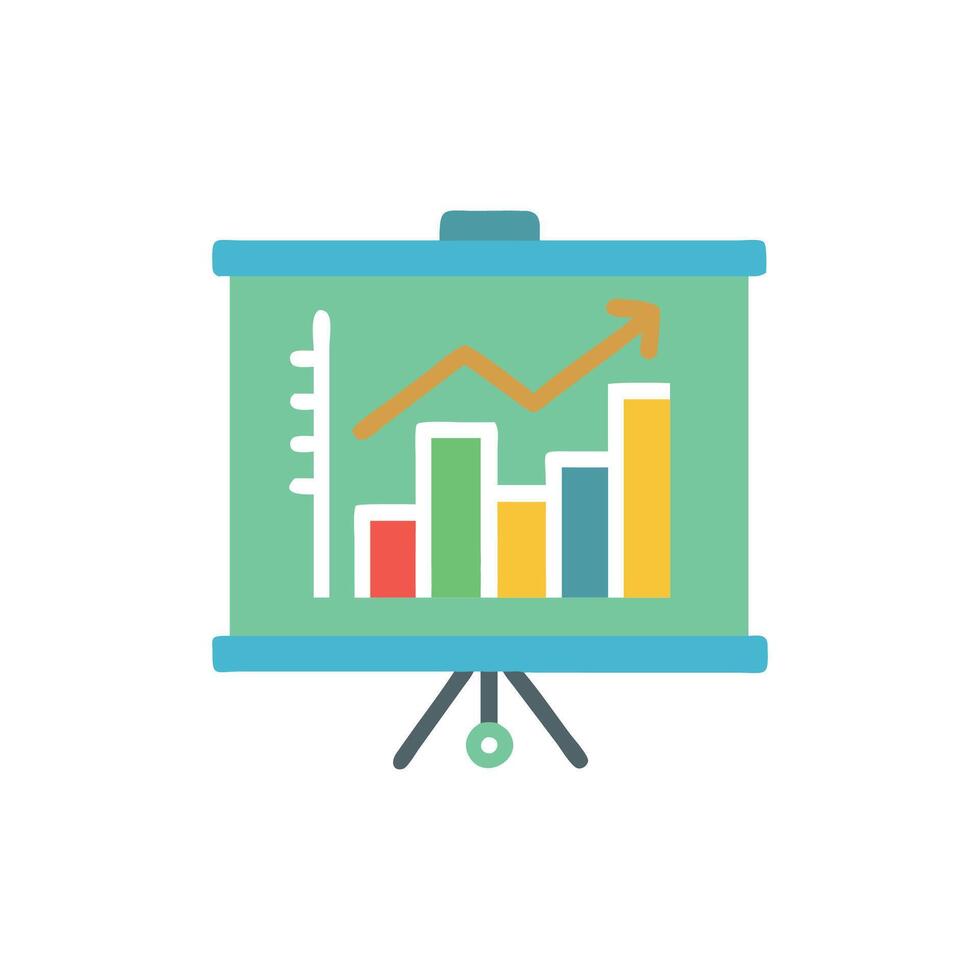 Colorful bar graph presentation board displaying financial growth trends vector