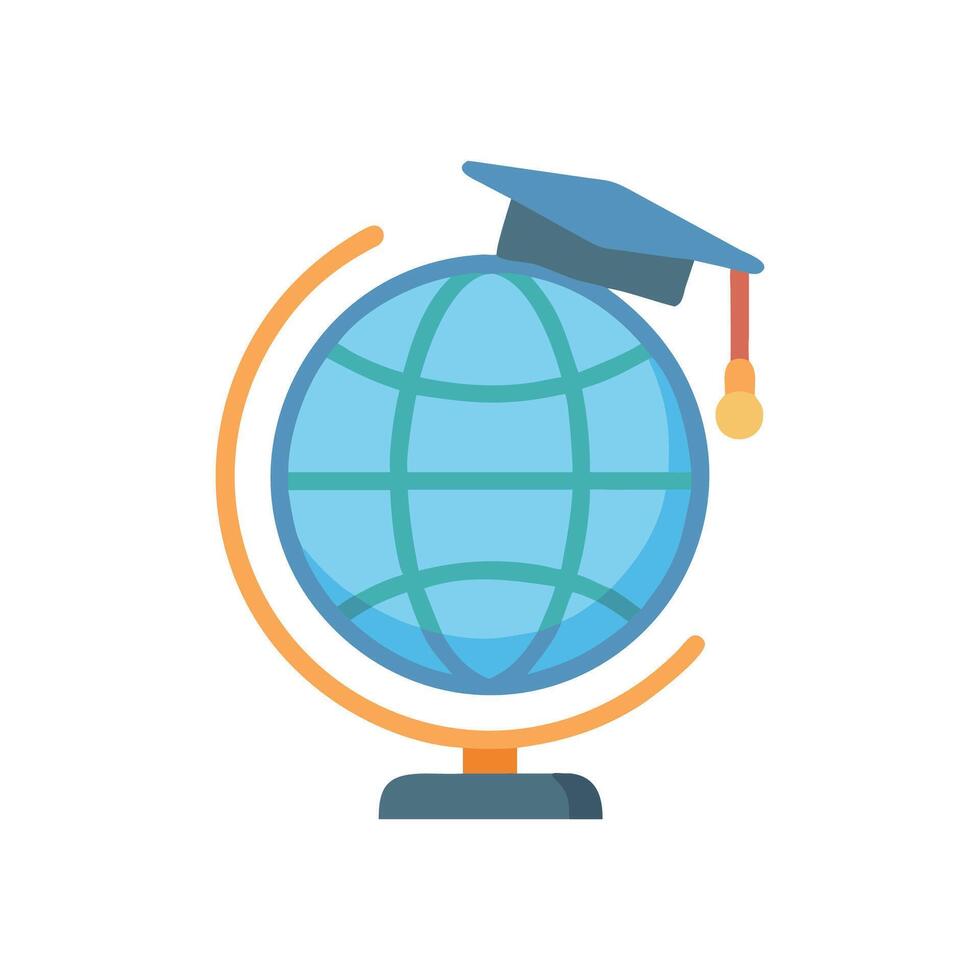 Globe with graduation cap representing global education concept vector
