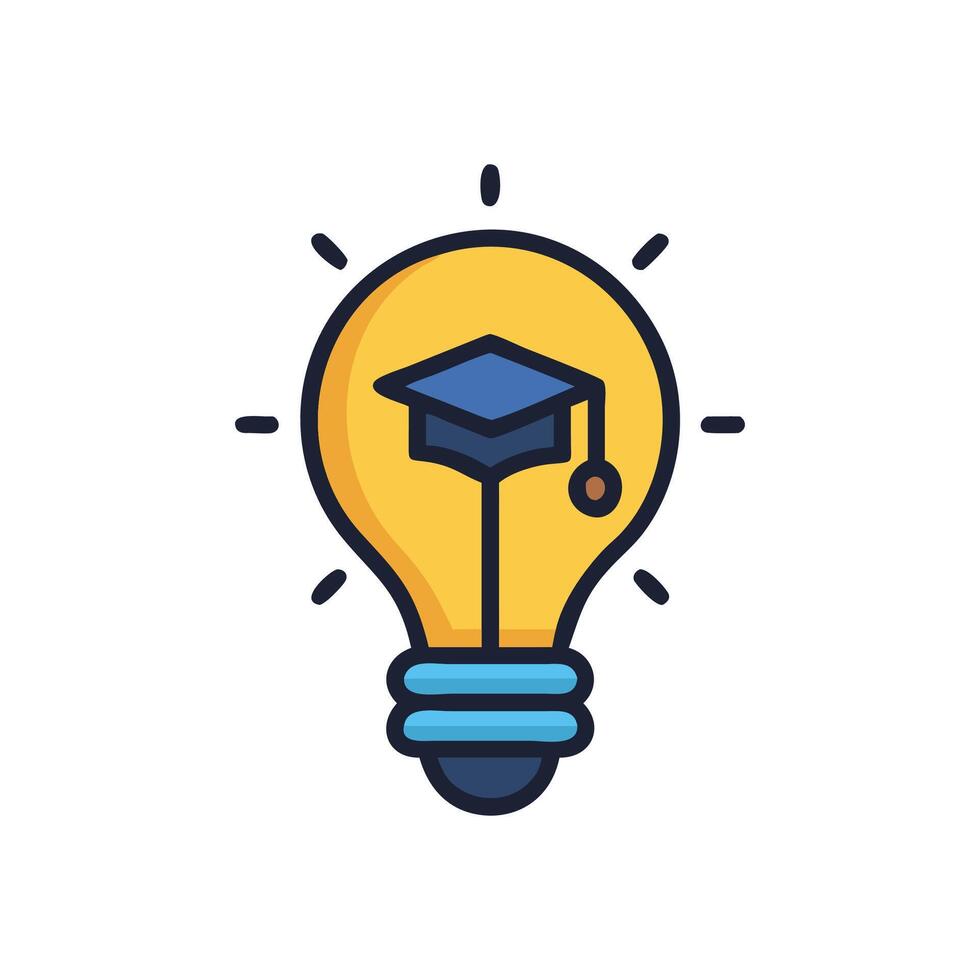 Education concept light bulb with graduation cap inside vector