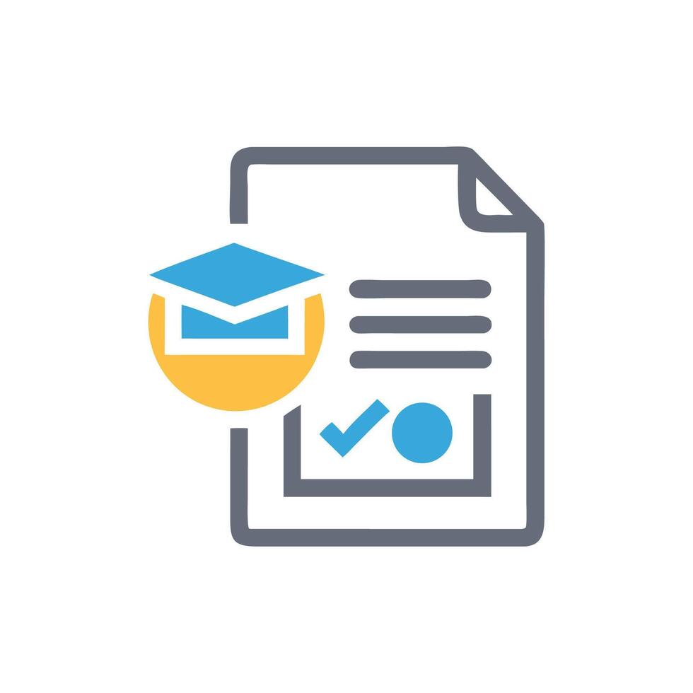Academic achievement icon of graduate cap and form checklist vector