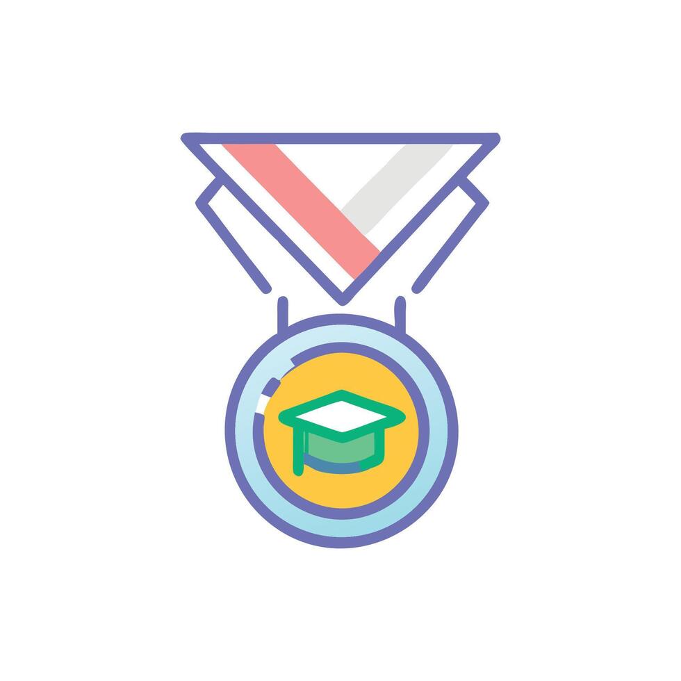 Graduation achievement medal icon illustration over White Background vector