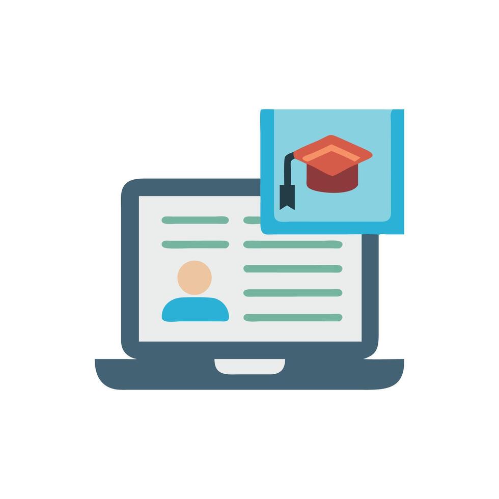Online education platform illustration featuring graduation cap graphic icon vector