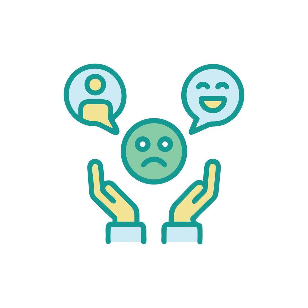 Helping hands soothe a sad mood with dialogue vector